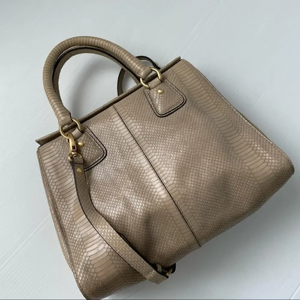 Talbots leather satchel purse magnetic closure w/ embossed snakeskin pattern
